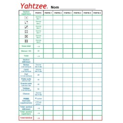Feuille de score de Yam's/Yahtzee à imprimer